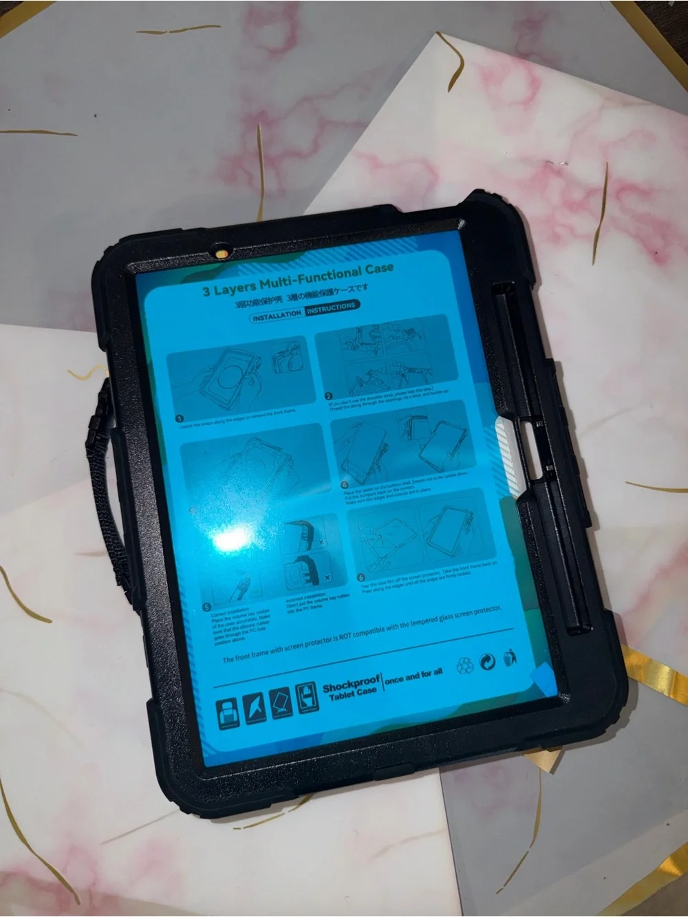 Rugged Black Tablet Case with Swivel Hand Strap 11th generation (A16)